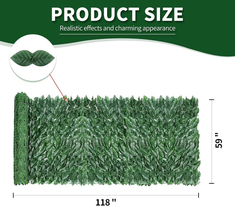 Skloopearg Artificial Ivy Privacy Fence Screen,59"x118" UV-Anti Fake Leaves Plant Vine,Privacy Hedges Wall for Indoor Outdoor Garden Backyard Decor,Color Green Pineapple Leaves - Image 2